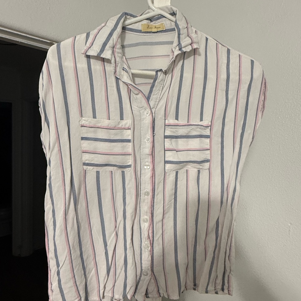 Love Notes Blue and White Striped Shirt